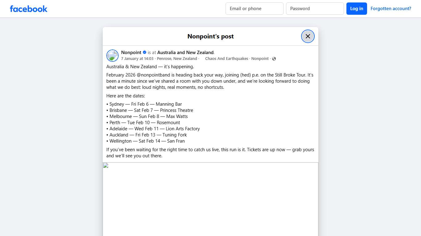 Nonpoint - Australia & New Zealand — it’s happening.... Facebook